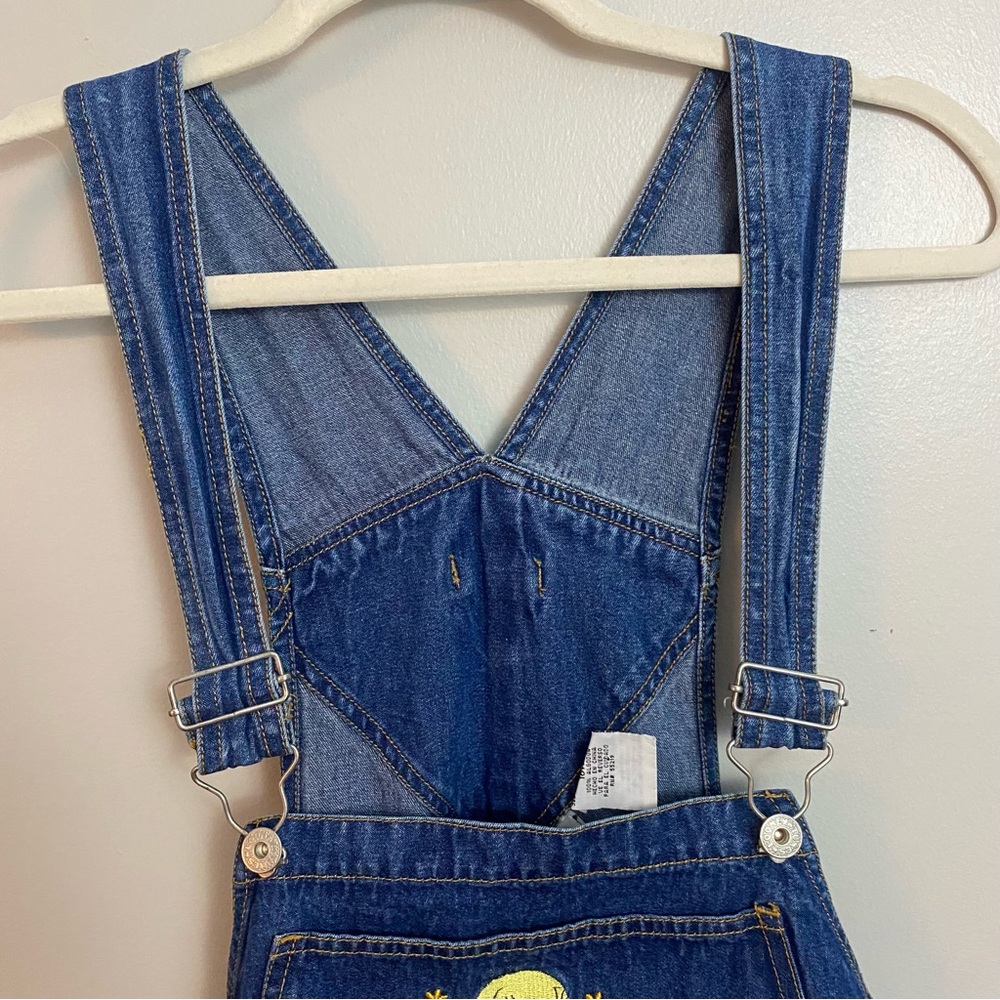 Looney Tunes Vintage Denim Short Overalls Tweety Bird Cartoon Embroidery 16W - Picture 6 of 14